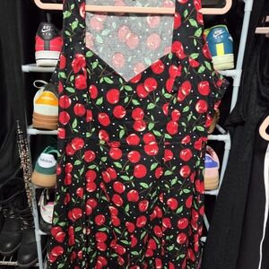 Sourpuss Gray and Pink Cherry Dress